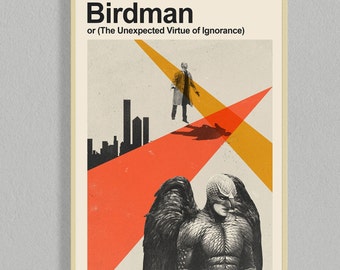 Birdman Movie Mid Century Movie Poster | Film Posters | Minimalist Movie Poster | Digital Download | Printable Wall Art Poster