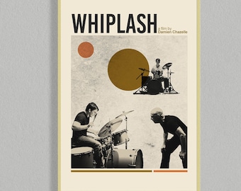 Whiplash filmposter halverwege de eeuw | Filmposters | Minimalistische filmposter | Digitale download | Afdrukbare muurposter