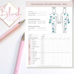Beauty Salon, Aesthetician Microneedling Client Treatment Record - Body