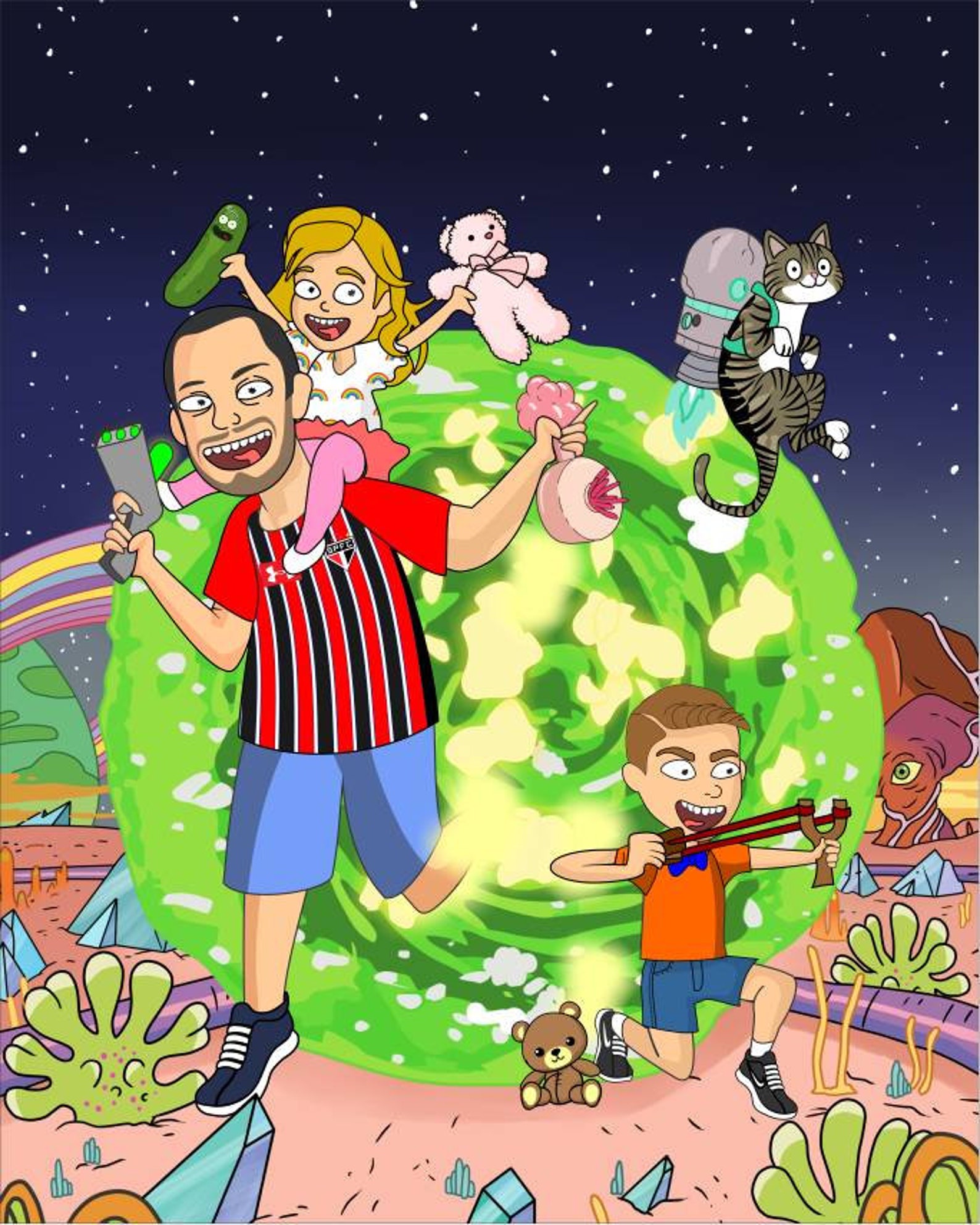 Rick and Morty Couple Portrait Couple Illustration Custom