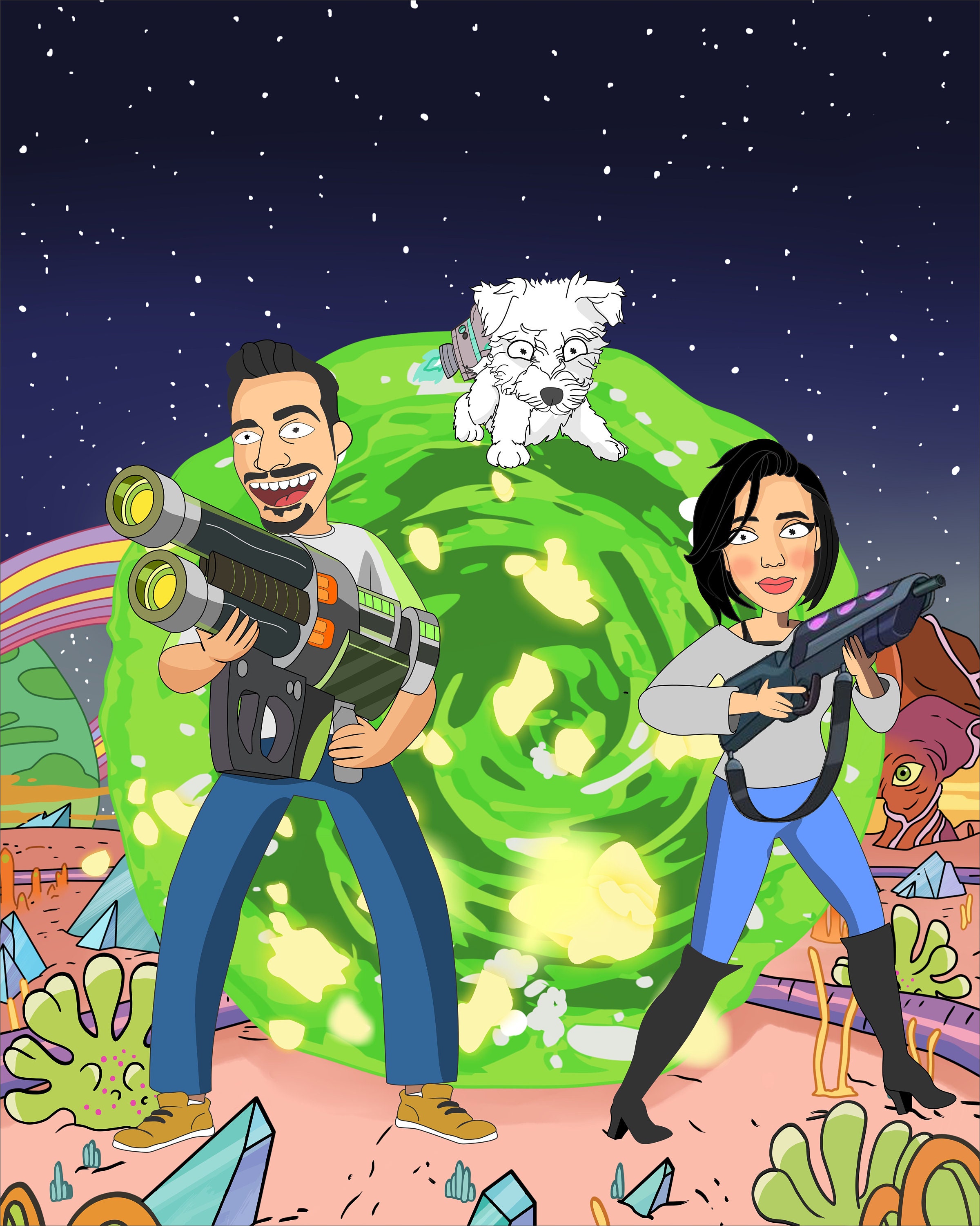 Rick and Morty Couple Portrait Couple Illustration Custom | Etsy