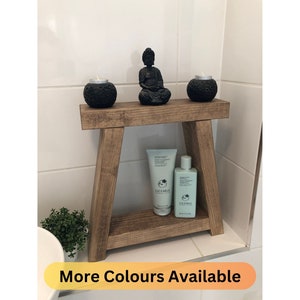 Rustic Dark Oak Wooden Display Stand | Bathroom Tidy