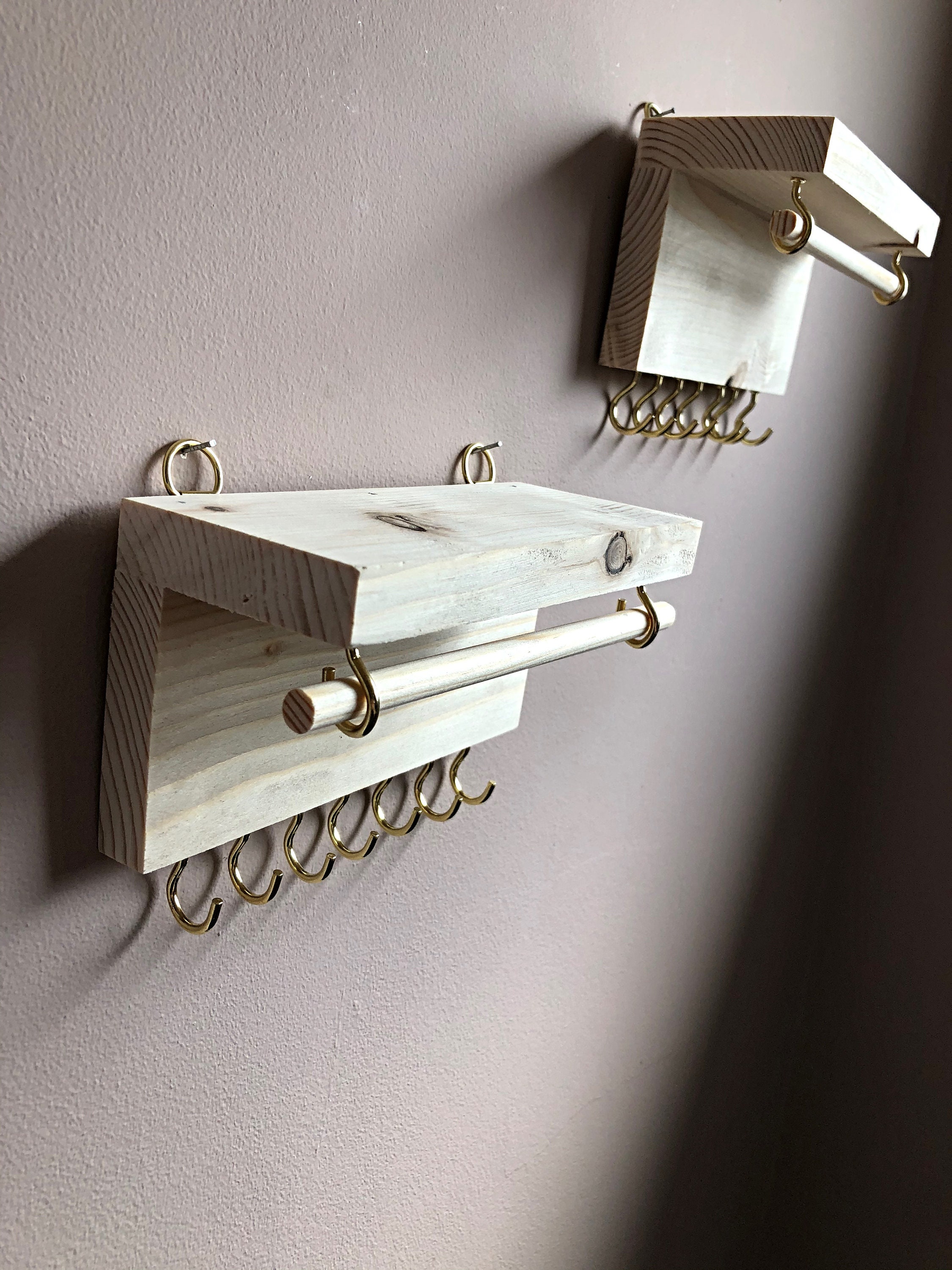 Untreated Pine Mini Shelves Wall Mount Jewellery Holder Etsy UK