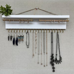 Two Tone Large Jewellery Organiser | Necklace Storage With Shelf | Earring Holder