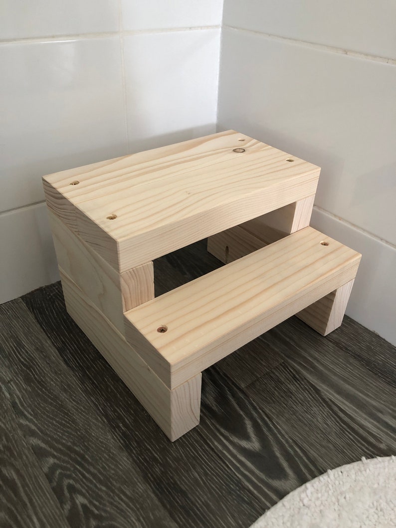Small Wooden 2 Tier Hop up Stool | Childs Naughty Step | Plant Stand ...