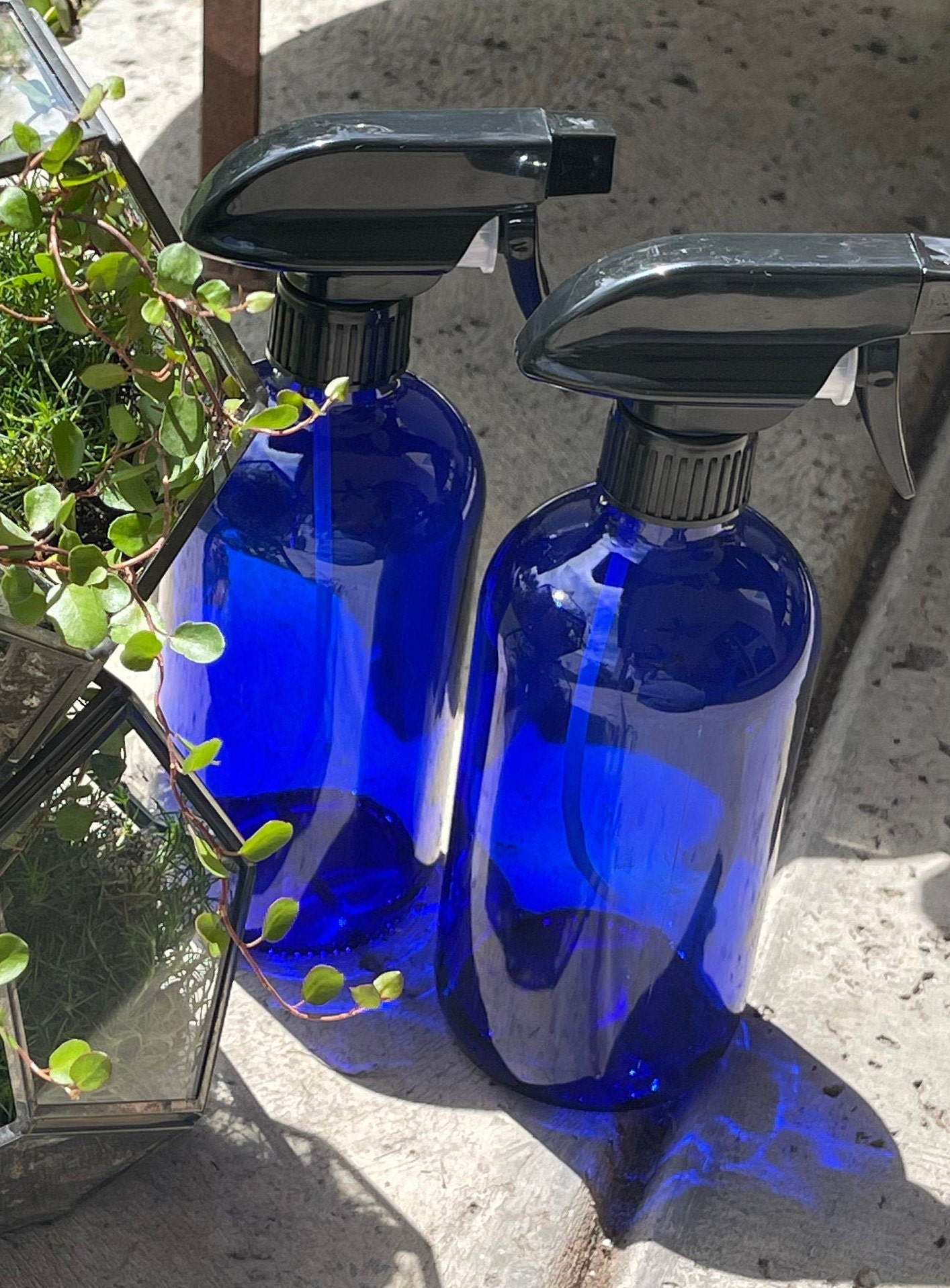 16oz Cobalt Blue PLASTIC Spray Bottles w/Heavy Duty Mist & Stream Sprayers  and Chalkboard Labels (6-pack); PET #1 BPA-free, Use for DIY, Kitchen, Hair  