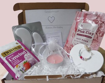 Spa Pamper Letterbox Gift Box, Mud Mask, Tea, Candle