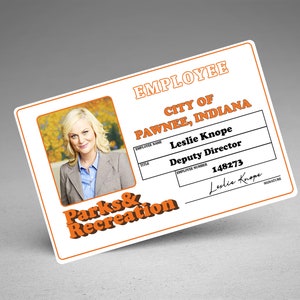 Parks And Recreation Department ID Badge Leslie Knope Ron Swanson Personalizable ID Badge