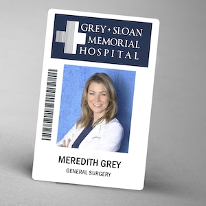 Greys Anatomy ID Badge Meredith Grey Personalizable ID Badge