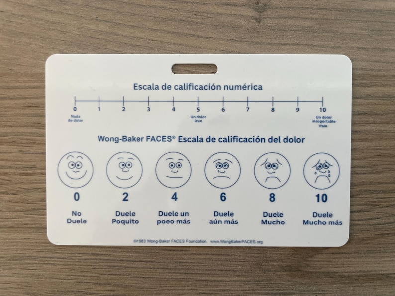 Pain Control Card Wong-baker FACES Pain Scale Badge Buddy | Pain Assessment Reference ...
