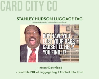 DESCARGA DIGITAL The Office Stanley Hudson Etiqueta de equipaje + Tarjeta de información de contacto