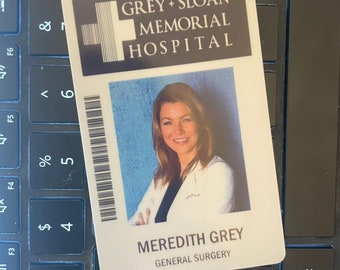 Greys Anatomy ID Badge Meredith Grey Personalizable ID Badge