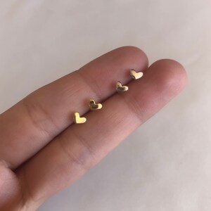 Tiny Heart Studs / 14kt Gold / Hello Adorn