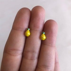 Berries And Fruit Stud Earrings, 14kt Gold Vermeil, .925 Sterling Silver, Strawberry, Pineapple, Avocado, Blueberry, Apple, Lemon, Orange image 4