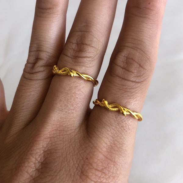 Serpentina Adjustable Ring, 14kt Gold Vermeil, .925 Sterling Silver, Ouroboros Infinity Jewelry, Snake Stacking Rings, Cute Dainty Rings