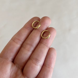 Everyday Boho Ear Huggies, 14kt Gold Vermeil, .925 Sterling Silver, Hypoallergenic, For Sensitive Ears, Minimalist Jewelry, Trinity balls image 4