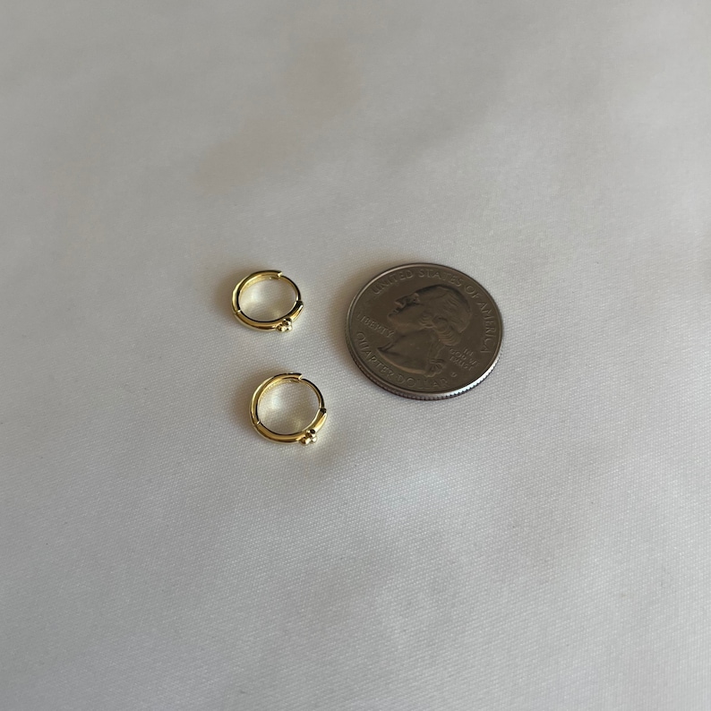 Everyday Boho Ear Huggies, 14kt Gold Vermeil, .925 Sterling Silver, Hypoallergenic, For Sensitive Ears, Minimalist Jewelry, Trinity balls image 8
