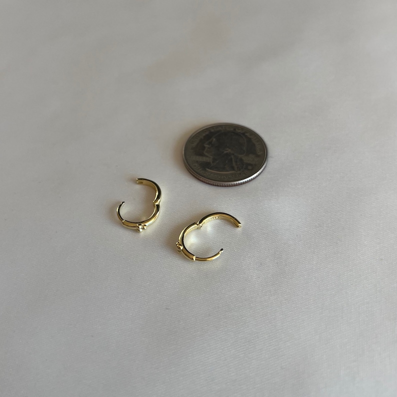 Everyday Boho Ear Huggies, 14kt Gold Vermeil, .925 Sterling Silver, Hypoallergenic, For Sensitive Ears, Minimalist Jewelry, Trinity balls image 9