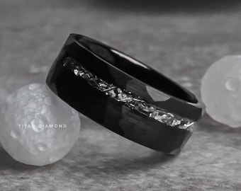 Mann gehämmert Meteorit Ring Hochzeit Verlobung Wolfram Band Mann Freund handgemachte personalisierte Schmuck Jahrestag Geschenk für ihn