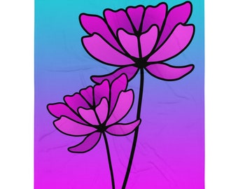 Blommande väggblomma filt
