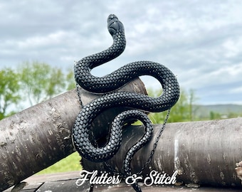 Black Resin Snake Wall Art: Gothic Altar Decor (11.5-14 inch)