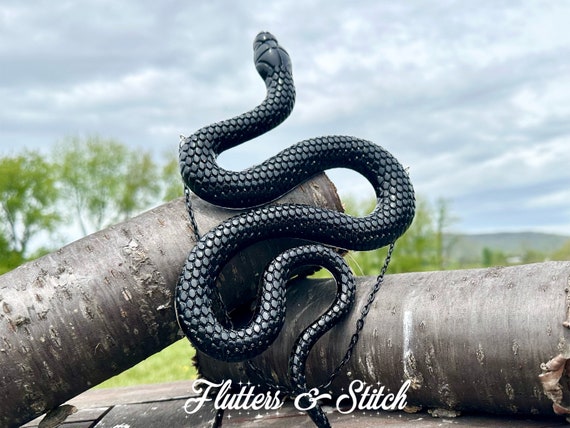 Black Snake Wall Art ~ Black Snake  ~ Witchy Altar Decor ~ Black Serpent ~ Snake Art ~ Gothic Art ~ Black Snake Wall Hanging