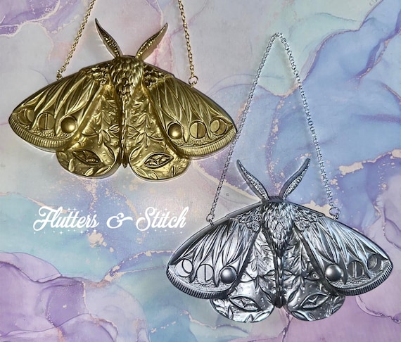 Vintage Steampunk Luna Moth Wall Hangers ~ Luna Moth Vintage Style Art~ Gold or Silver ~ Whimsical Decor