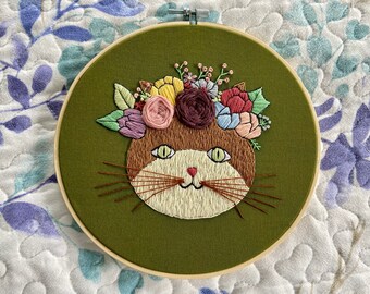 Bright Colorful Flower Bouquet Embroidery Hand-stitched Framed Wall Art Bright Colorful Flower Bouquet Embroidery Hand-stitched Framed Wall Art