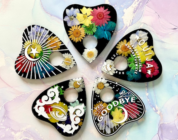Flower Spirit Board Planchette ~ Ouija Planchette ~ Pressed Dried Flowers~ Altar Decor~ Sphere Holder