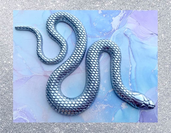 Realistic Silver Snake Wall Art ~ Silver Snake  ~ Witchy Altar Decor ~ Silver Serpent ~ Snake Art ~ Gothic Art