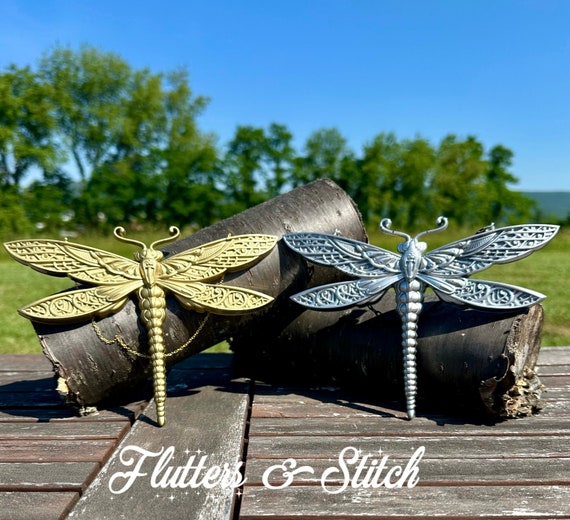 Vintage Steampunk Dragonfly Wall Hangers ~ Dragonfly Vintage Style Art~ Gold or Silver ~ Whimsical Decor