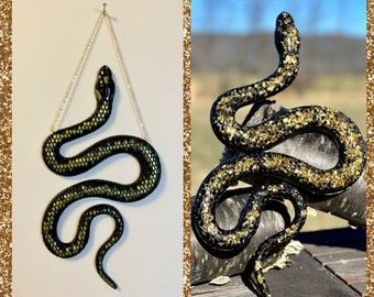 Gold Scale Resin Snake Wall Art: Color-Shift Gothic Decor