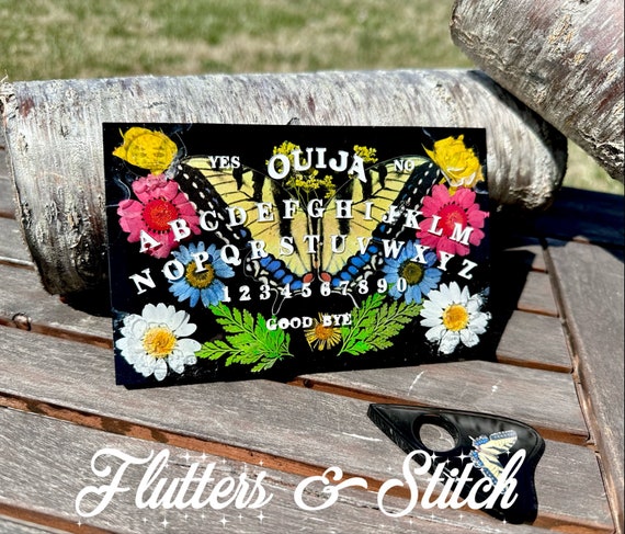 Tiger Swallowtail Butterfly Mini Ouija Board~ Butterflies ~ Moths ~ Pressed Dried Flowers~ Resin ~ Planchette~ Wall Hanging~ Altar Decor