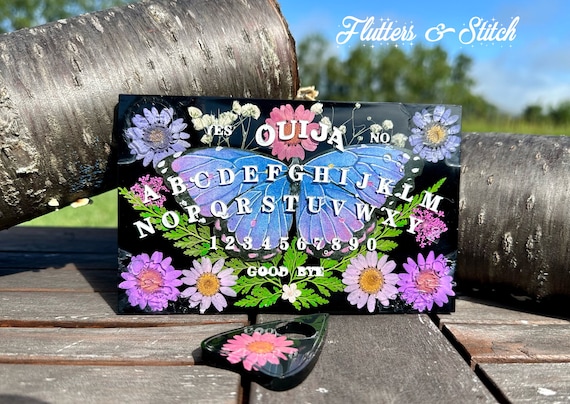 Ouija Board ~ Morpho Butterfly Mini Ouija Board~ Butterflies ~ Moths ~ Pressed Dried Flowers~ Wall Hanging~ Altar Decor