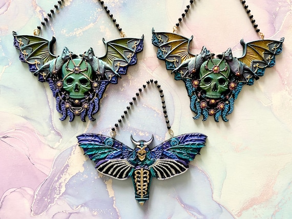 Gothic Skull Wall Decor ~ Gothic Death-Moth Wall Decor ~ Gothic Victorian Wall Hanger ~ Gothic Bat Art