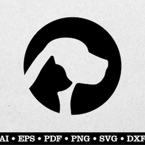 Veterinary Logo svg, Cat and Dog Logo, Cat and Dog Silhouette, Pet Doctor, ai eps pdf svg png dxf