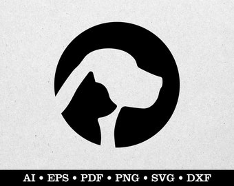 Veterinary Logo svg, Cat and Dog Logo, Cat and Dog Silhouette, Pet Doctor, ai eps pdf svg png dxf