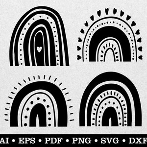 Hand Drawn Rainbows, Rainbows clipart, Rainbows svg, Rainbow drawing, Rainbow art, ai eps pdf svg png dxf