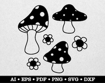 Mushrooms clipart, Mushrooms svg, Mushroom drawing, Mushroom art, ai eps pdf svg png dxf