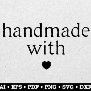 Handmade With Love svg, Small Business Made With Love svg, Craft Thank You Tag svg, Téléchargement numérique