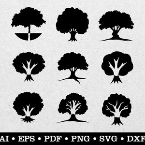 Trees clipart, Tree Silhouette, Tree Logo Design, Landscapers Logo, Tree Of Life, ai eps pdf svg png dxf