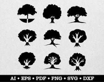 Trees clipart, Tree Silhouette, Tree Logo Design, Landscapers Logo, Tree Of Life, ai eps pdf svg png dxf