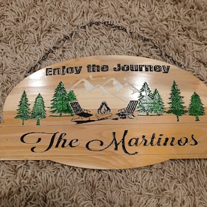 Personalized Wooden Camping Outdoor Sign, Cabin Decor, Campsite Sign, Welcome to our Camp, Custom Carved Sign, Wooden Camping Decor,