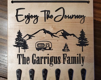 Custom Key Rack, Camping key rack, Key holder, Camper, Enjoy the journey, hook rack, RV accessories, sunglass holder
