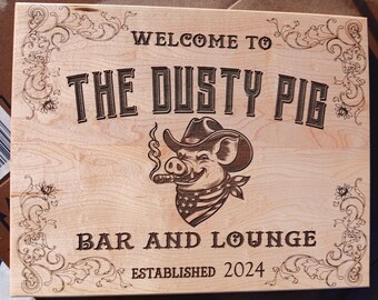 Solid maple sign. custom bar sign for your man cave or basement bar. can be customized to say whatever you like.