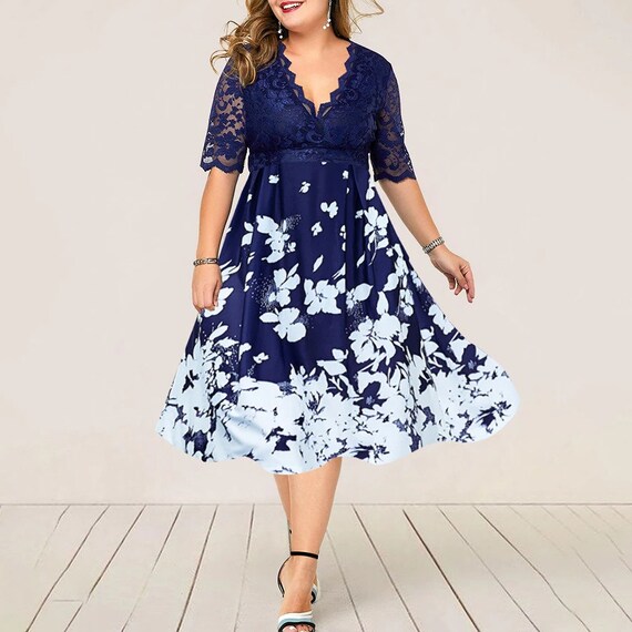 LS-025 2021 Summer Plus Size 6XL Women Lace Dress Elegant - Etsy