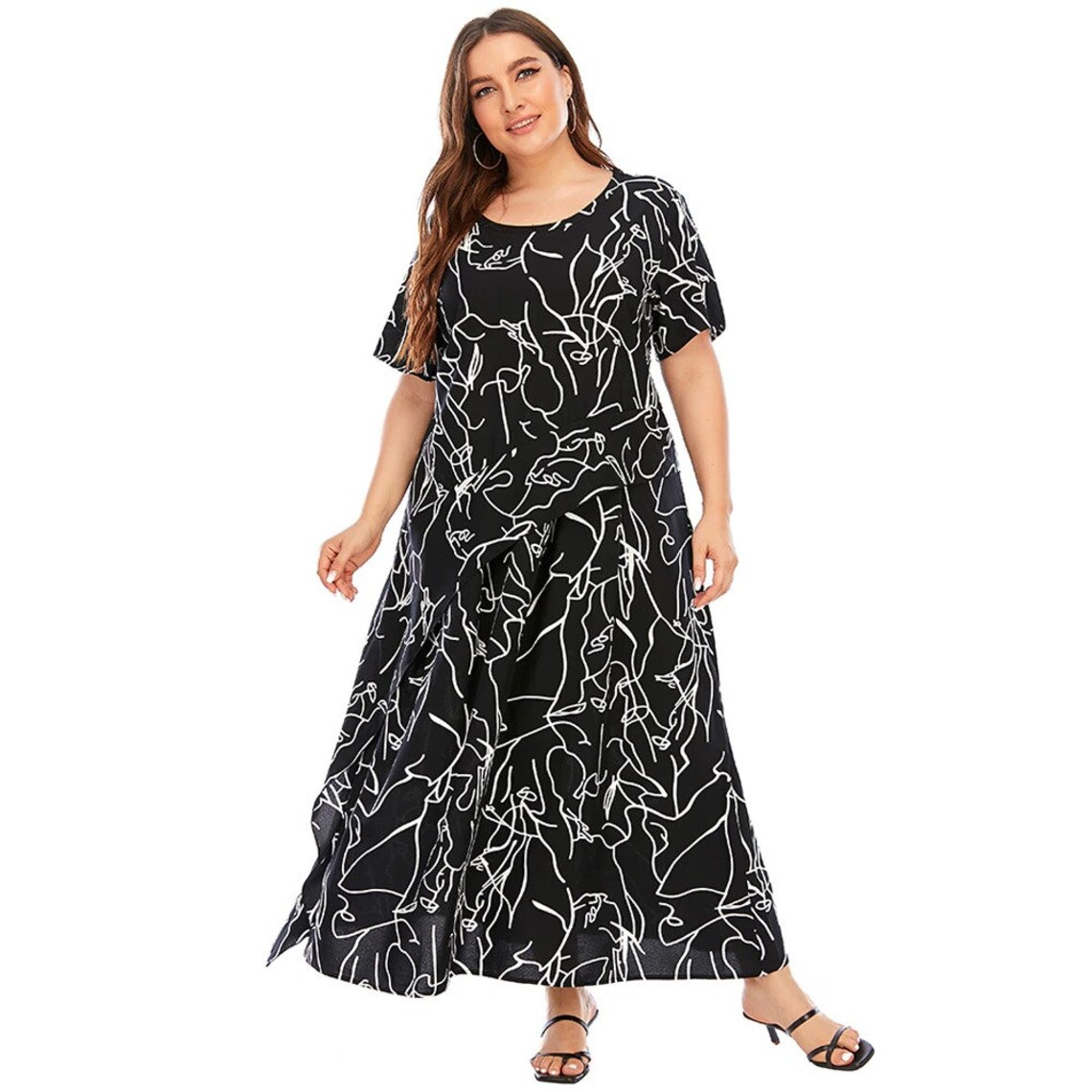 LS017 4XL 5XL Plus Size Dress Women Summer Short Sleeve Etsy