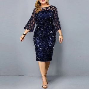 LS-021 Party Dresses Sequin Plus Size Women Summer Dress 2021 New ...