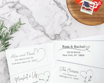Custom Return Address Label Roll: Calligraphy Hearts Personalized Mailing Labels
