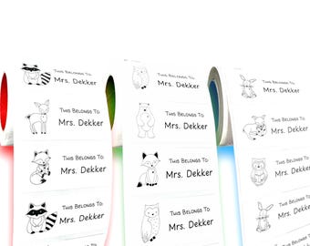 Personalized Teacher Labels: Woodland Animals Theme, Book Stickers